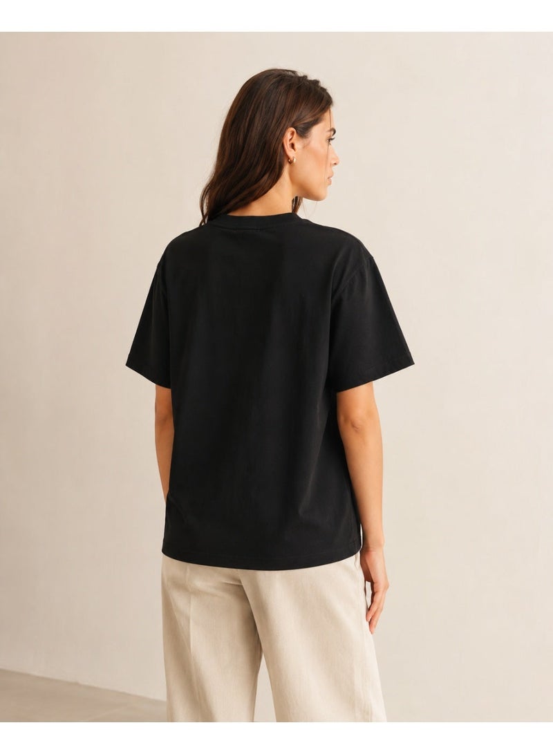 asBERYL Premium Oversized T-Shirt 240 GSM Unisex Crew Neck Tee, Black - Image 5