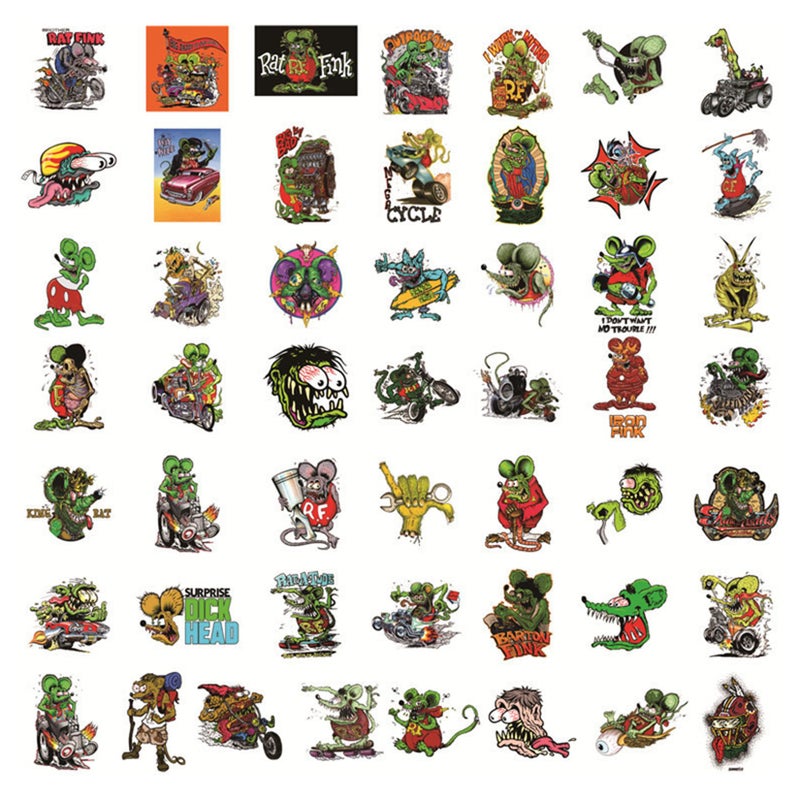 BERFLYTER 50Pcs Rat Fink Themes Waterproof Stickers for Water Bottle Cup Laptop Bike Skateboard Luggage Box Vinyl Graffiti Patches BRJHSL - Image 2