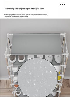 JoyousSto 6-Layer Stylish Shoe Organizer, Shoe Rack for Entryway Hallway Storage Furniture with 6 Open Shelves Grey 58x30x95cm  - Image 4