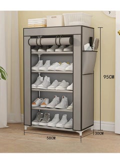 JoyousSto 6-Layer Stylish Shoe Organizer, Shoe Rack for Entryway Hallway Storage Furniture with 6 Open Shelves Grey 58x30x95cm  - Image 2