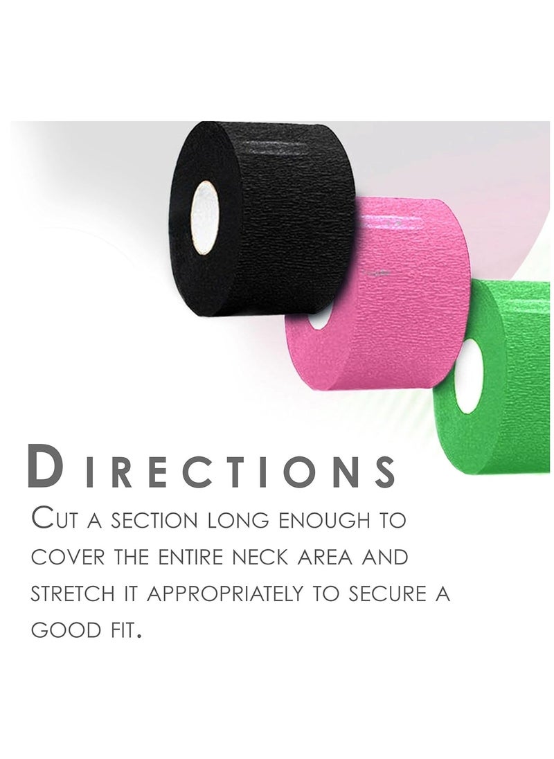 Level 3 Neck Paper - Disposable and Flexible Neck Strips - Barber and Hair Stylist Supplies - Water Resistant and Self-Adheres to Neck - Pre-Cut and Easy to Use - 5 Rolls (100each) BLACK