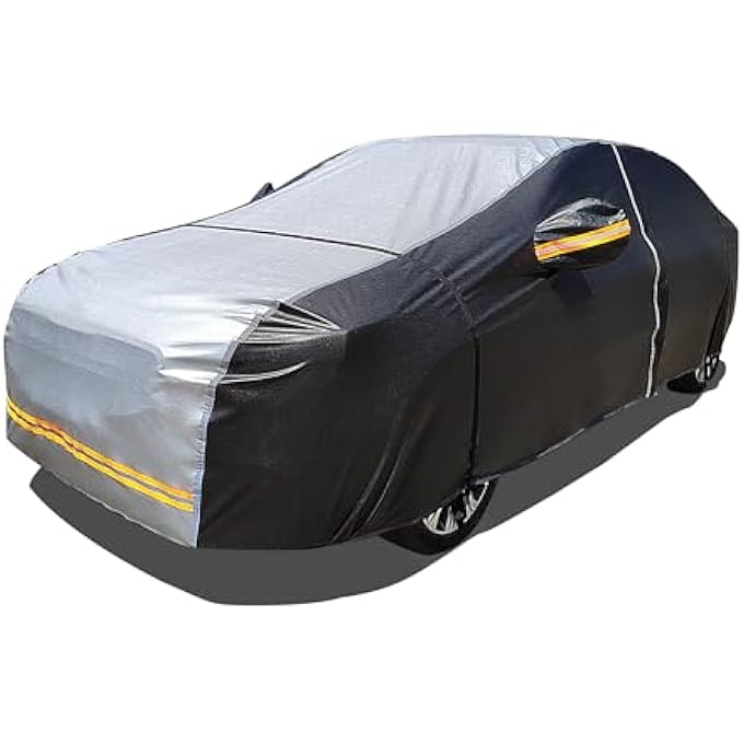 rayihni 6 Layers Car Cover Waterproof All Weather Car Cover Waterproof All Weather, Outdoor Full Exterior Cover Rain Sun UV Snowproof Protection with Zipper Cotton for Sedan (173-183 inch) - Image 2