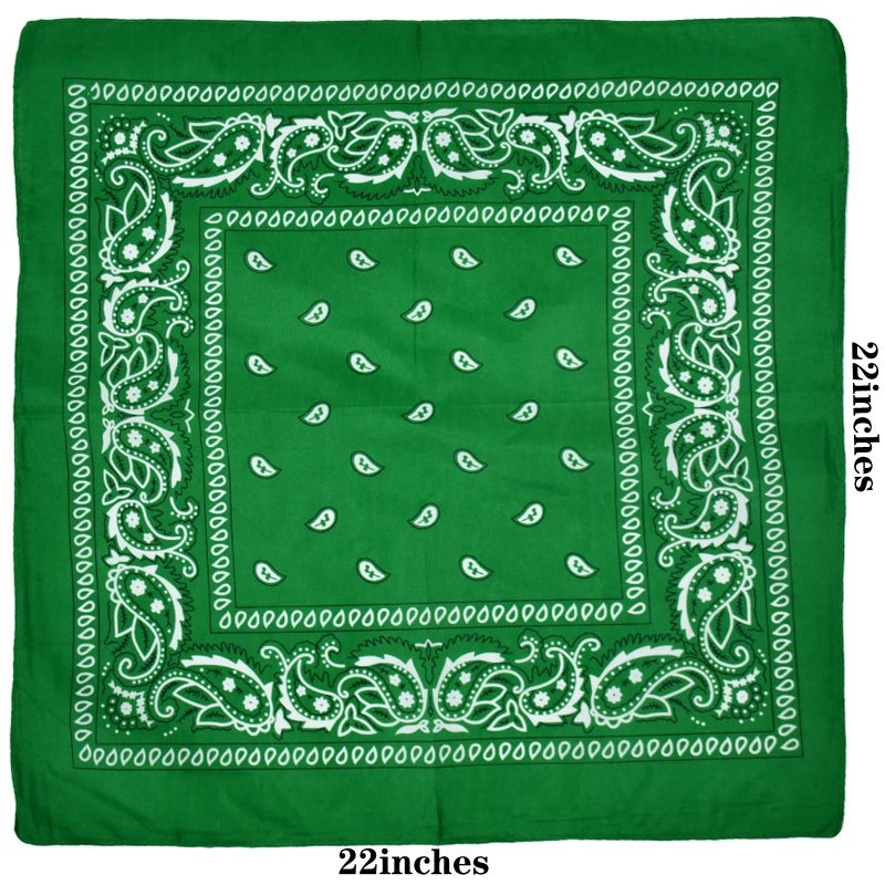 Tergy 30PCS Bandanas Unisex Paisley Bandanas Bulk Multi-Purpose Headband Cowboy Head Wrap Scarf for Women Men Boys Girls (Green) - Image 2