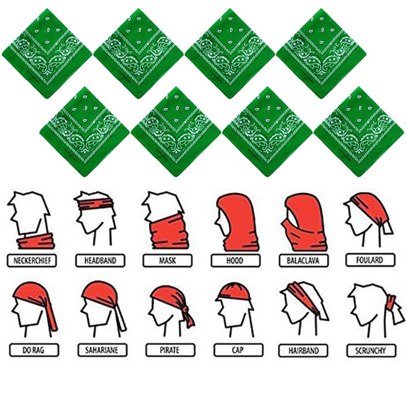 Tergy 30PCS Bandanas Unisex Paisley Bandanas Bulk Multi-Purpose Headband Cowboy Head Wrap Scarf for Women Men Boys Girls (Green) - Image 3
