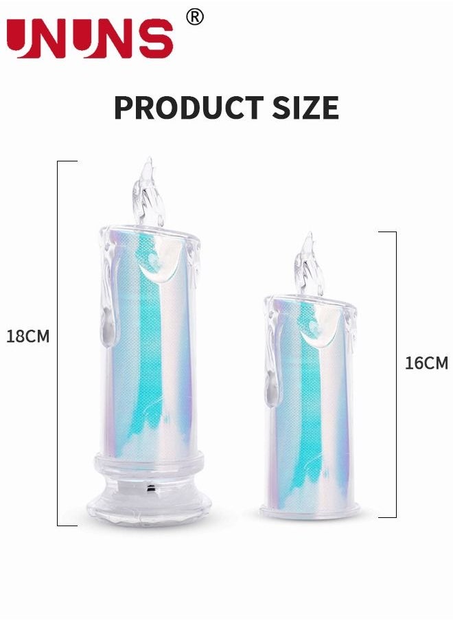 UNUNS - 2-Piece LED Real Wax Flameless Candle Set,Realistic Lllusory color Flameless Battery-Operated Teardrop Candles,LED Flameless Candle Set - Image 1