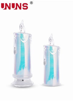 UNUNS 2-Piece LED Real Wax Flameless Candle Set,Realistic Lllusory color Flameless Battery-Operated Teardrop Candles,LED Flameless Candle Set  - Image 3