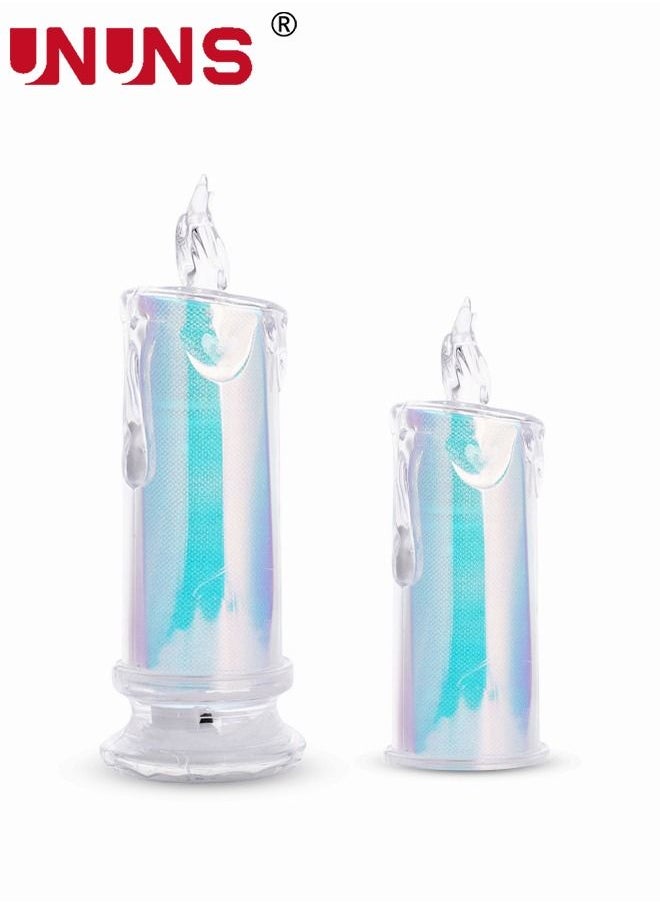 UNUNS - 2-Piece LED Real Wax Flameless Candle Set,Realistic Lllusory color Flameless Battery-Operated Teardrop Candles,LED Flameless Candle Set - Image 1