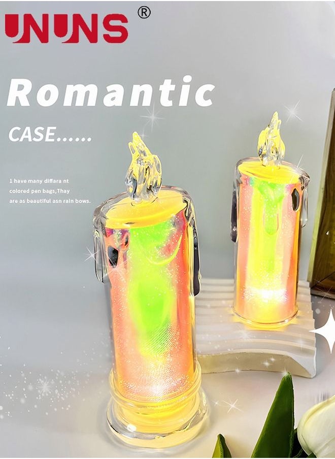 UNUNS - 2-Piece LED Real Wax Flameless Candle Set,Realistic Lllusory color Flameless Battery-Operated Teardrop Candles,LED Flameless Candle Set - Image 1