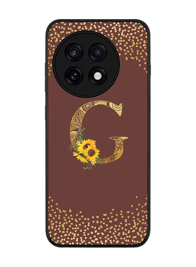 Stylizedd For OnePlus 13R / Ace 5 Pro Case,Slim fit Camera Protection, Shockproof Thin Phone cover  - Custom Floral Monogram - G  (Brown )