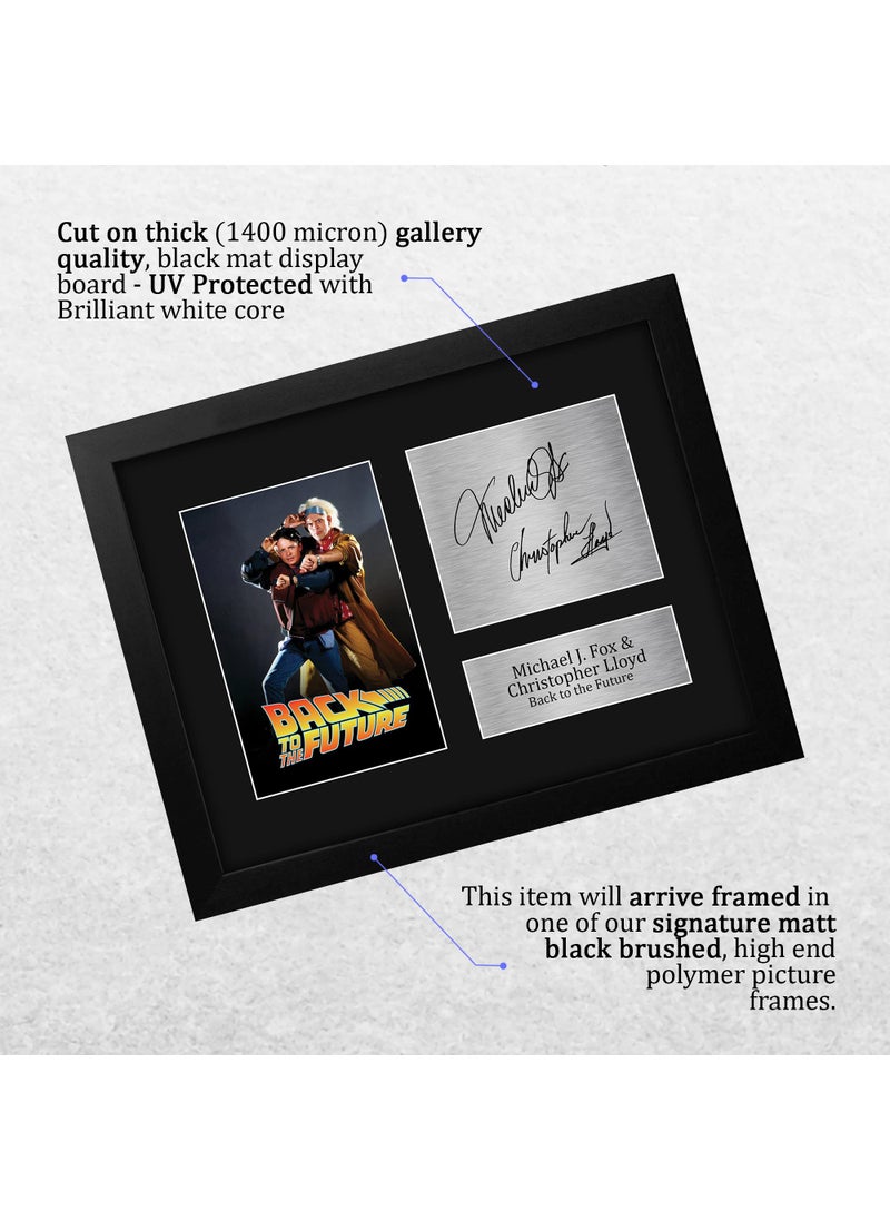HWC Trading HWC Trading Back to the Future Printed Autograph USL Framed Signed Michael J Fox Christopher Lloyd Print Photo Picture Display - US Letter Size  - Image 2