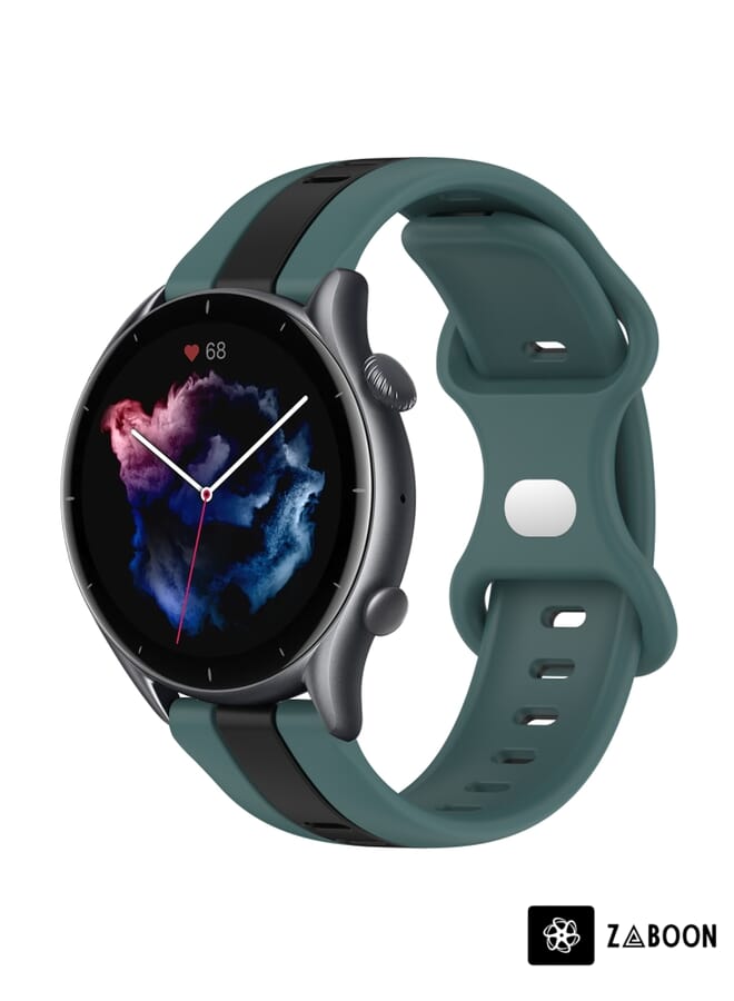 Zaboon Watch Band For Amazfit GTR 3 Pro 22mm Butterfly Buckle Two-Color Silicone - Image 1