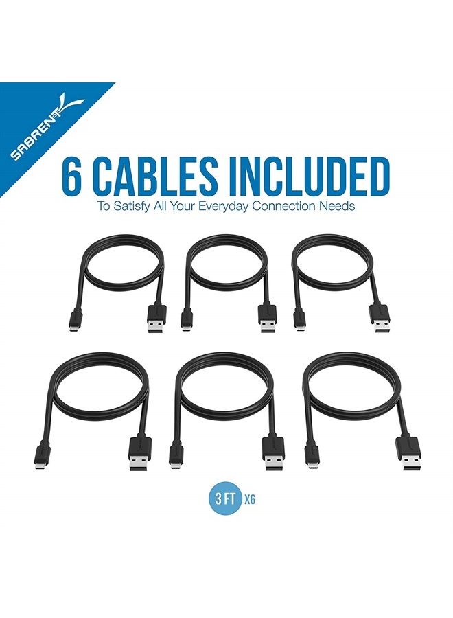SABRENT [6-Pack 22AWG Premium 3ft Micro USB Cables High Speed USB 2.0 A Male to Micro B Sync and Charge Cables [Black] (CB-UM63) - Image 2