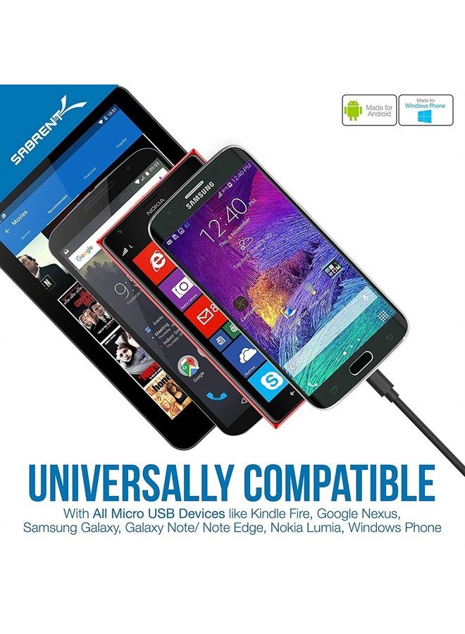 SABRENT [6-Pack 22AWG Premium 3ft Micro USB Cables High Speed USB 2.0 A Male to Micro B Sync and Charge Cables [Black] (CB-UM63) - Image 3