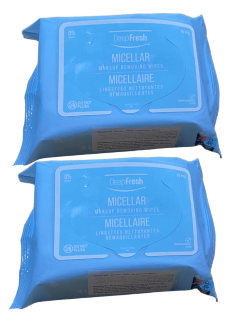 Deep Fresh Two Pieces of Mecellar  Makeup Removing Wipes 25 PCS - Image 1