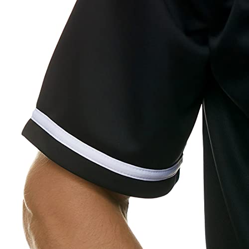 JC DISTRO Men's Short Sleeve Plain Button Down Baseball Jersey Team Jersey Black XX-Large - Image 5