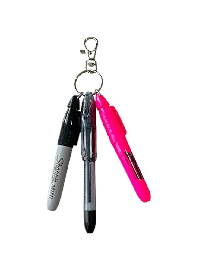 Arabest Badge Reel Accessory Mini Pen, Permanent Marker, PINK Highlighter, Nurse Gift, Badge Accessory, Attach to Your Badge Holder, Backpack, etc…