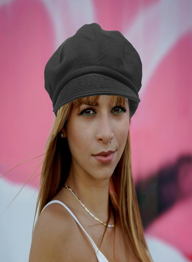 ZARSIO Summer Beret Hat for Women, Breathable Thin Beret Hat Adjustable Lightweight Newsboy Cap (US, Alpha, Medium, Black) - Image 3