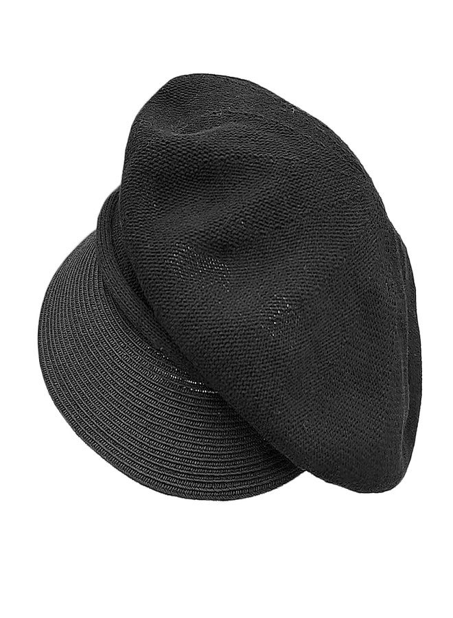 ZARSIO Summer Beret Hat for Women, Breathable Thin Beret Hat Adjustable Lightweight Newsboy Cap (US, Alpha, Medium, Black) - Image 1