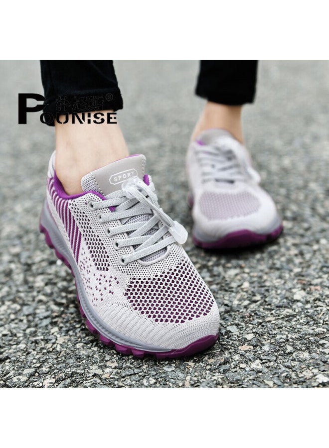 Pounise أحذية كبار السن النساء أحذية الأمهات منتصف العمر وكبار السن أحذية مشي خفيفة مريحة أحذية رياضية سفر الجدة Pjj-2063 رمادي بنفسجي 37/235 - Image 2