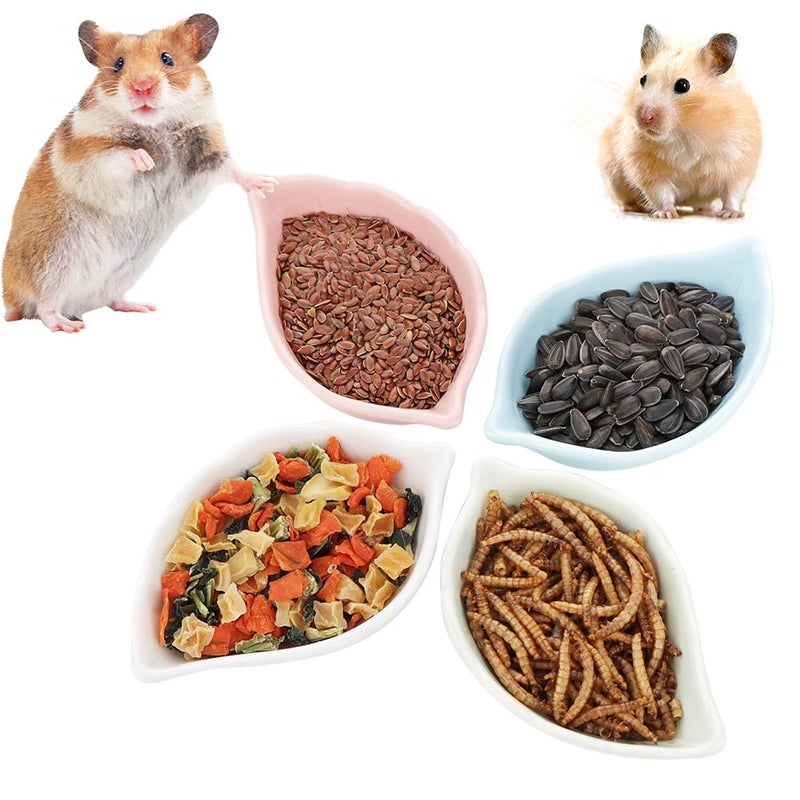 DQITJ 4 Pack Hamster Ceramic Food Bowl, Small Animals Chew-Resistant Food and Water Dish for Hamster Gerbil Hedgehog Rat Rodent (Colors May Vary) - Image 1