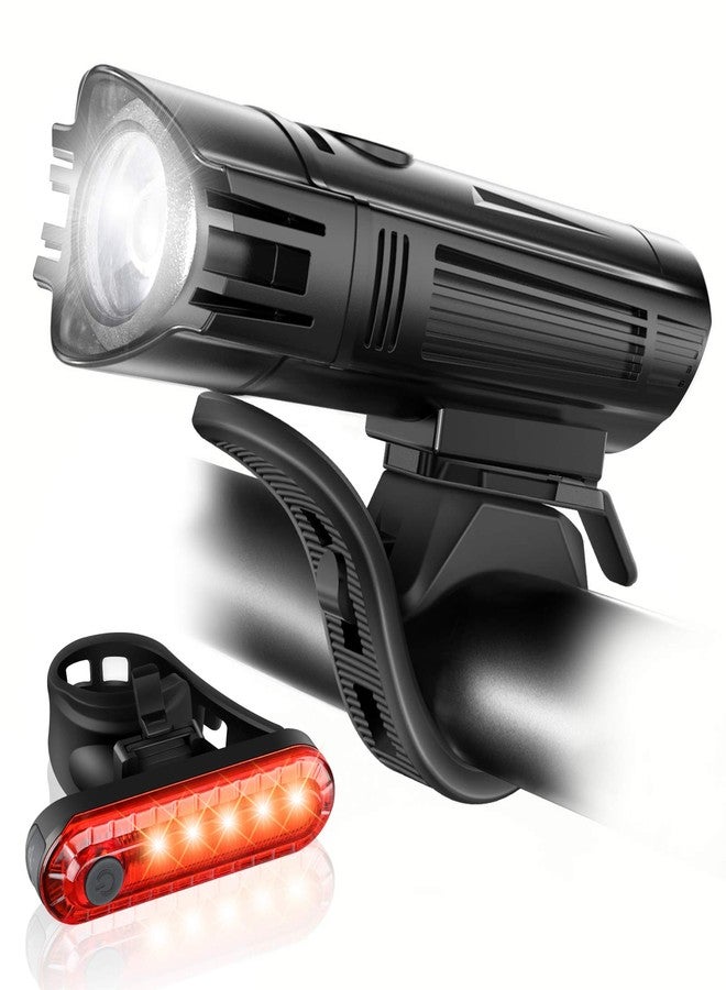 Ascher Ultra Bright USB Rechargeable Bike Light Set, Powerful Bicycle Front Headlight and Back Taillight, 4 Light Modes, Easy to Install for Men Women Kids Road Mountain Cycling Black - Image 1