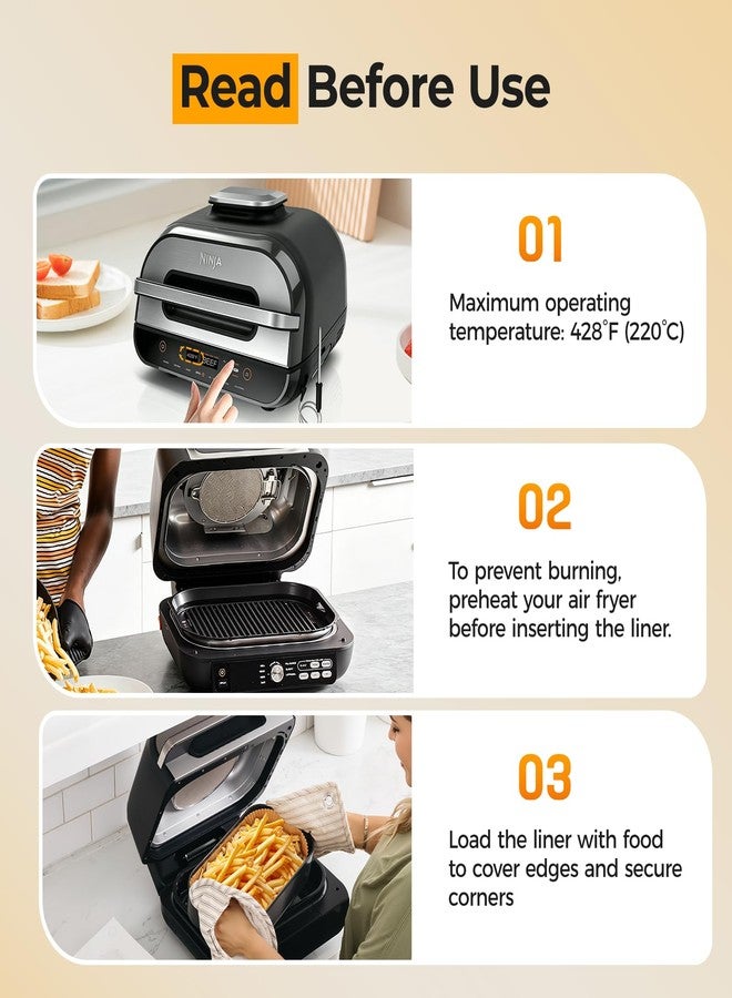 Vailnd 150Pcs Air Fryer Liners Disposable for Ninja Smart XL, 11'' X 6'' Parchment Paper Air Fryer Liners for Ninja Indoor Grill, Food Grade | Grease Proof | 428°F Heat-Resistant | Simple Cleanup - Image 4