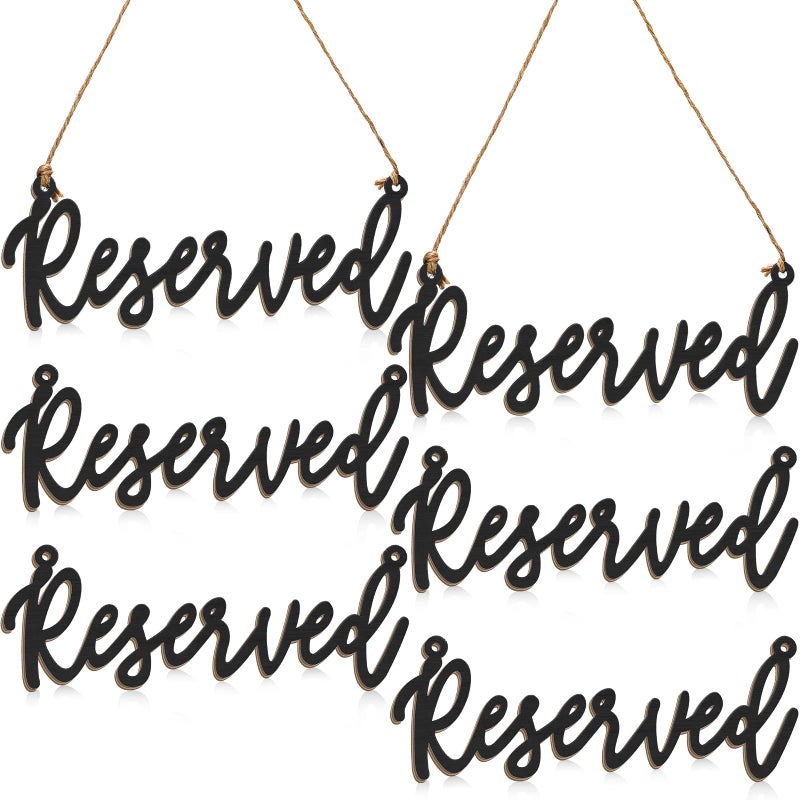 Amyhill Amyhill Wood Sign 6 Pieces Reserved Unfinished Wedding Decorative Signage with Hanging Rope Rustic Style One Size Fits Most for Events Restaurants Hotels