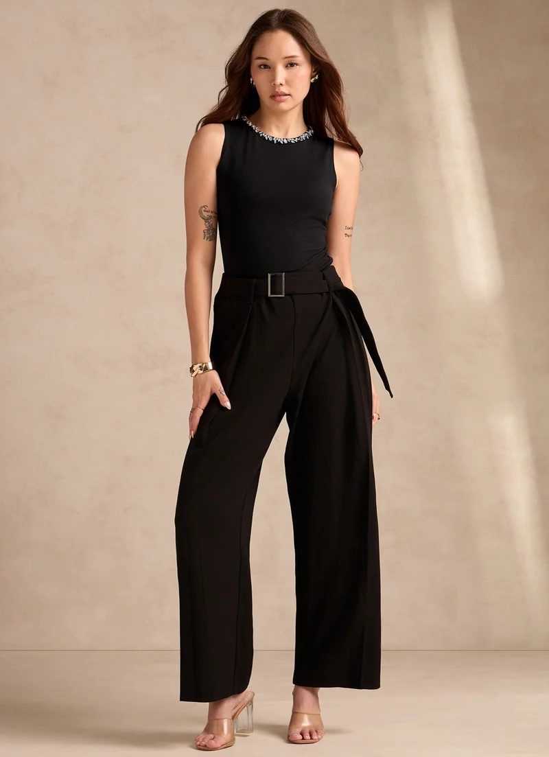 Outzidr  Black Studded Racer Back Tank for Women | Best Price UAE