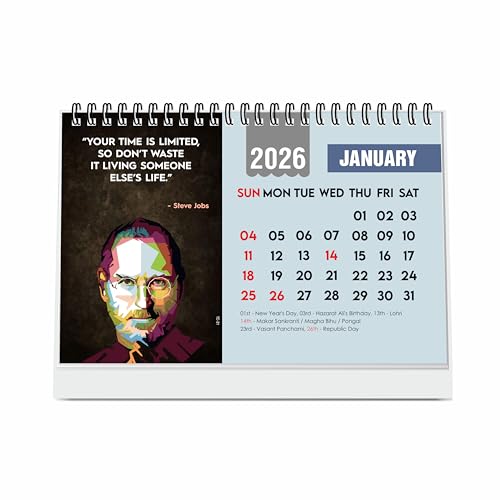 ESCAPER Inspirational Desk Calendar 2026 – Motivational Table Calendar with International Famous Personalities Photos, New Year Gift for Home & Office - Image 1