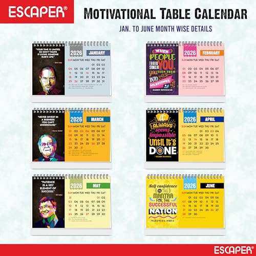 ESCAPER Inspirational Desk Calendar 2026 – Motivational Table Calendar with International Famous Personalities Photos, New Year Gift for Home & Office - Image 2