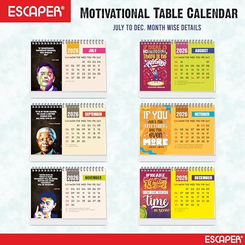 ESCAPER Inspirational Desk Calendar 2026 – Motivational Table Calendar with International Famous Personalities Photos, New Year Gift for Home & Office - Image 3