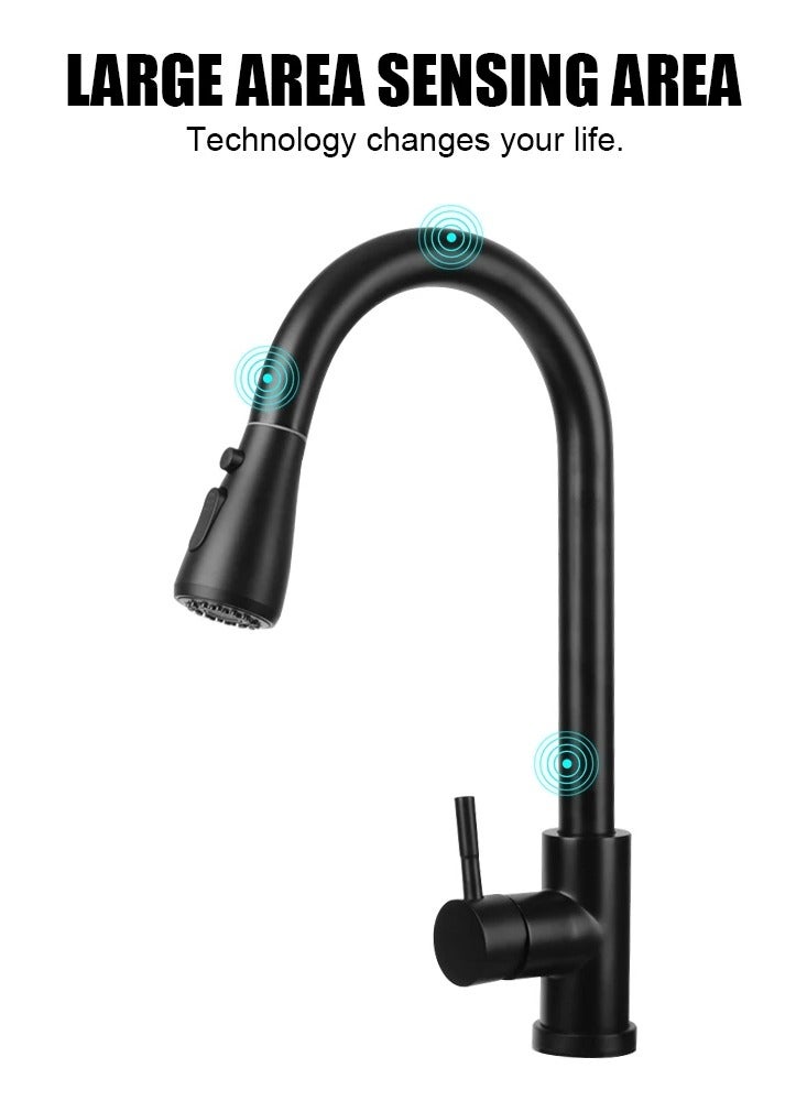 AROAQ 360 Degree Rotation Kitchen Sink Hot Cold Taps Kitchen Faucet Mixer Tap Stainless Steel Smart Touch Sensor Faucets - Image 3