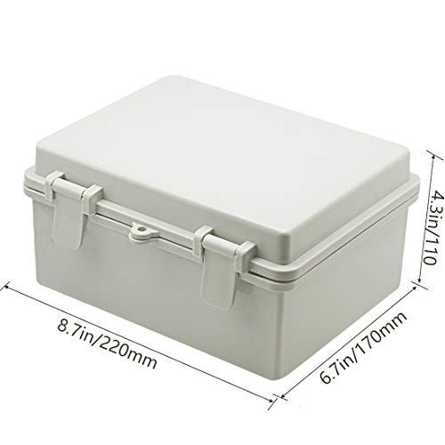 Zulkit Junction Box ABS Plastic Dustproof Waterproof IP65 Electrical Boxes Hinged Shell Outdoor Universal Project Enclosure 8.7 x 6.7 x 4.3 inch (220x170x110 mm) - Image 2