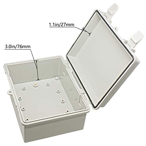 Zulkit Junction Box ABS Plastic Dustproof Waterproof IP65 Electrical Boxes Hinged Shell Outdoor Universal Project Enclosure 8.7 x 6.7 x 4.3 inch (220x170x110 mm) - Image 4