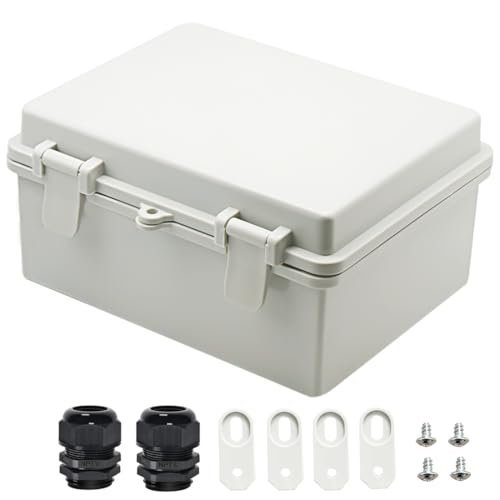 Zulkit Junction Box ABS Plastic Dustproof Waterproof IP65 Electrical Boxes Hinged Shell Outdoor Universal Project Enclosure 8.7 x 6.7 x 4.3 inch (220x170x110 mm) - Image 1