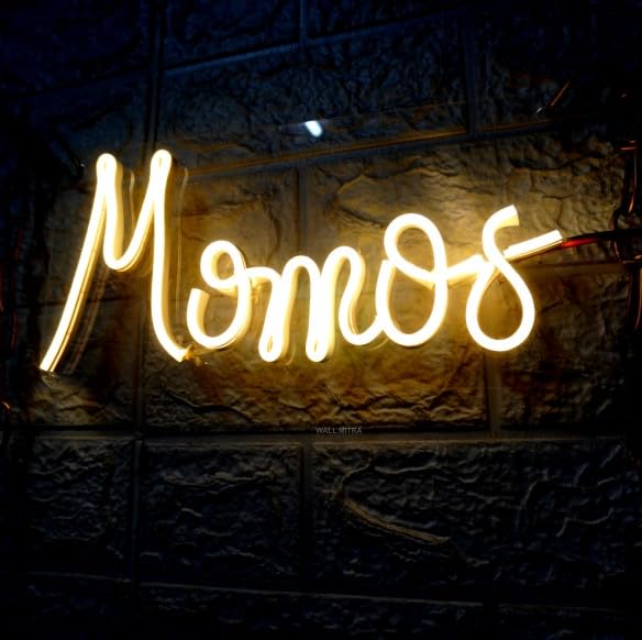 SG PRINT Momos Neon Sign Light LED Art Decorative Sign For Momos Shop Wall Decor Home Restaurants Chineese food RestaurantsWedding Birthday Party Decor Bar Decor12x6 Warm White  - Image 3