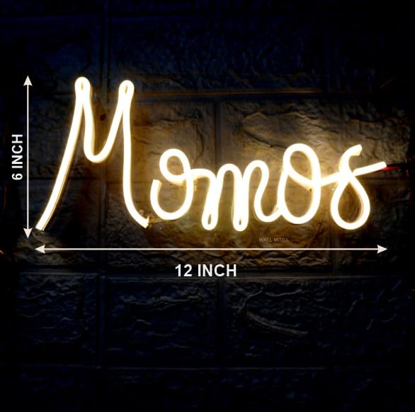 SG PRINT Momos Neon Sign Light LED Art Decorative Sign For Momos Shop Wall Decor Home Restaurants Chineese food RestaurantsWedding Birthday Party Decor Bar Decor12x6 Warm White  - Image 2