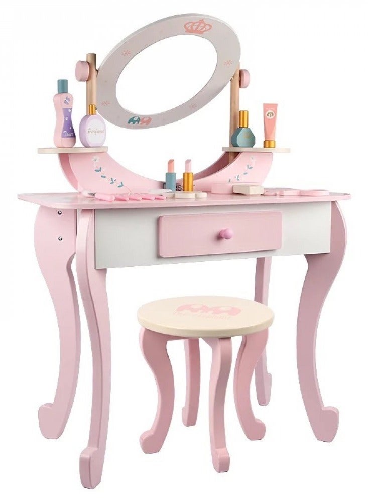 Vanity table with chair, trendy accessories, makeup for kids and pretend play - Image 2