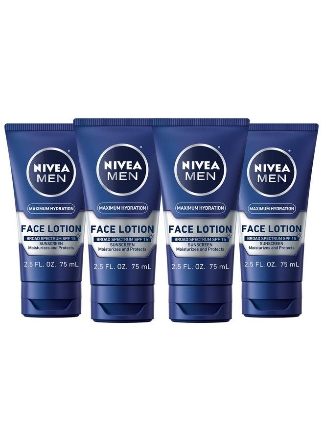 NIVEA MEN لوشن وجه أقصى ترطيب مع واقي شمس طيف واسع SPF 15 للرجال 4 عبوات من 2.5 أونصة سائلة - Image 1