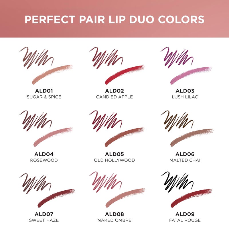 Absolute New York ALD03 Perfect Pair Lip Duo, Fuller and Poutier Lips, Deeper Shade For Lip Contouring, Satin Lipstick and Lip Liner - Image 3