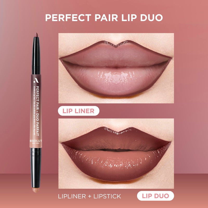 Absolute New York ALD03 Perfect Pair Lip Duo, Fuller and Poutier Lips, Deeper Shade For Lip Contouring, Satin Lipstick and Lip Liner - Image 4