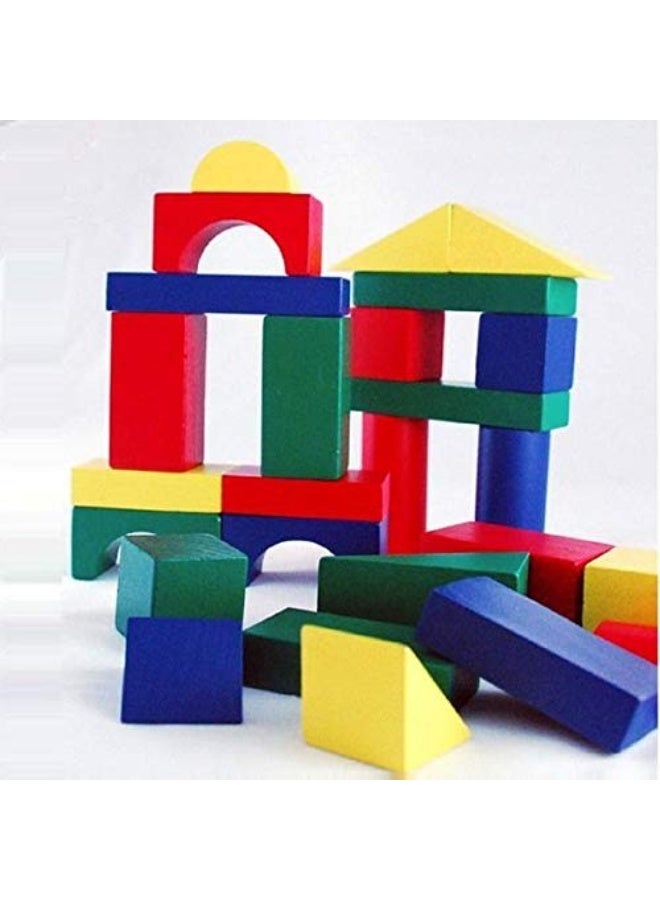 ترينزو مجموعة مكعبات بناء خشبية متعددة الألوان (47 قطعة) مع حقيبة حفظ - Image 4