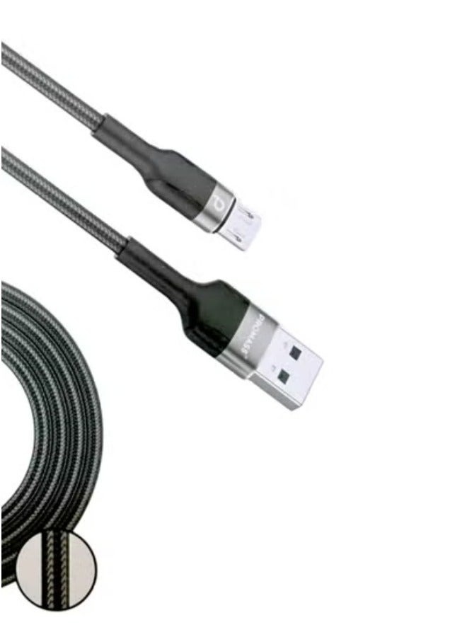 بروماس كيبل شحن USB A الى مايكرو أصلي و بجودة عالية 1 متر, متوافق مع اجهزة الاندرويد و ايضاً يدعم شحن يد سوني 4 - Image 2