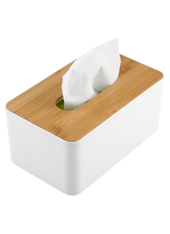 Generic A transparent tissue box holder with a cover, a rectangular acrylic tissue dispenser with a bamboo wood lid suitable for the bathroom and living room, transparent gray.  - Image 1