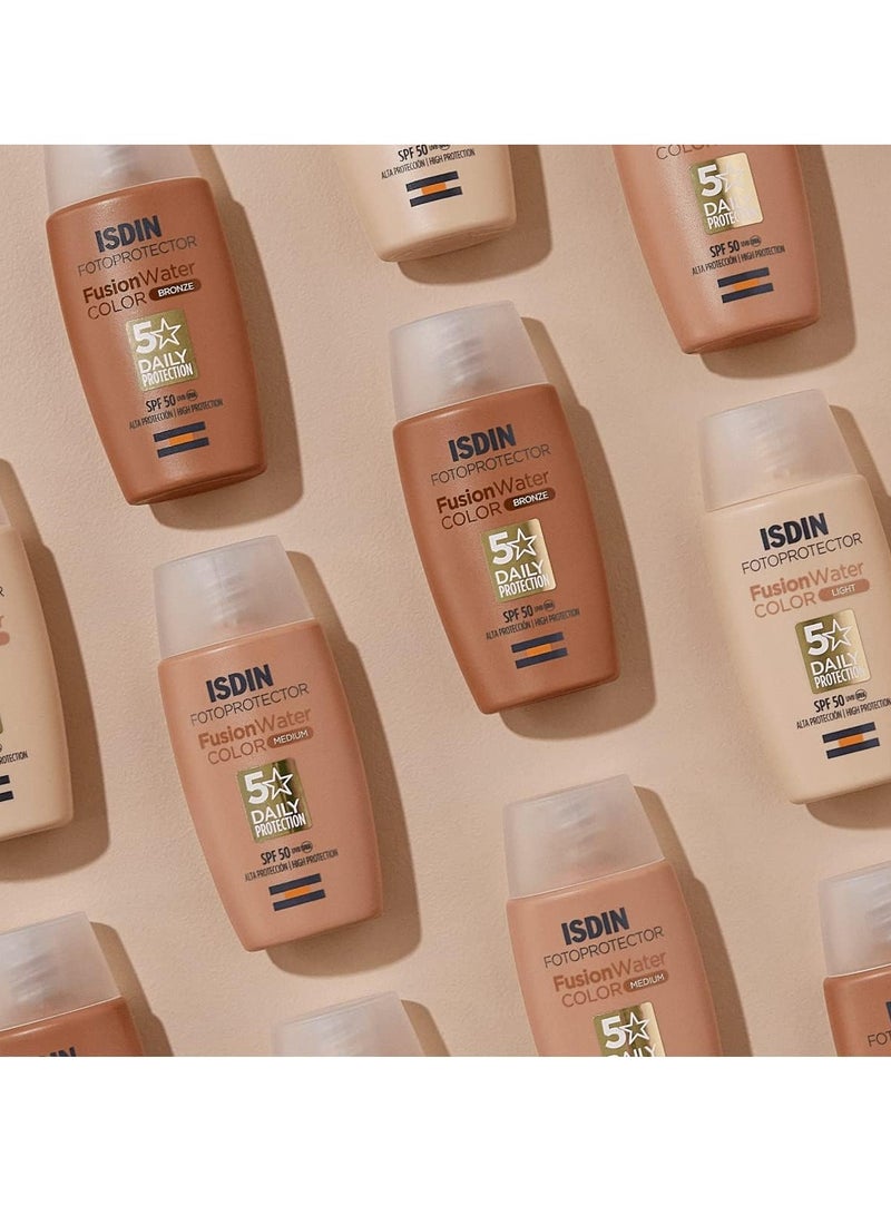 إيسدن كريم الوقاية من أشعة الشمس للوجه ملون للاستخدام اليومي بعامل حماية من أشعة الشمس 50 برونزي من فيوجن 50 مل ملمس خفيف للغاية - Image 5