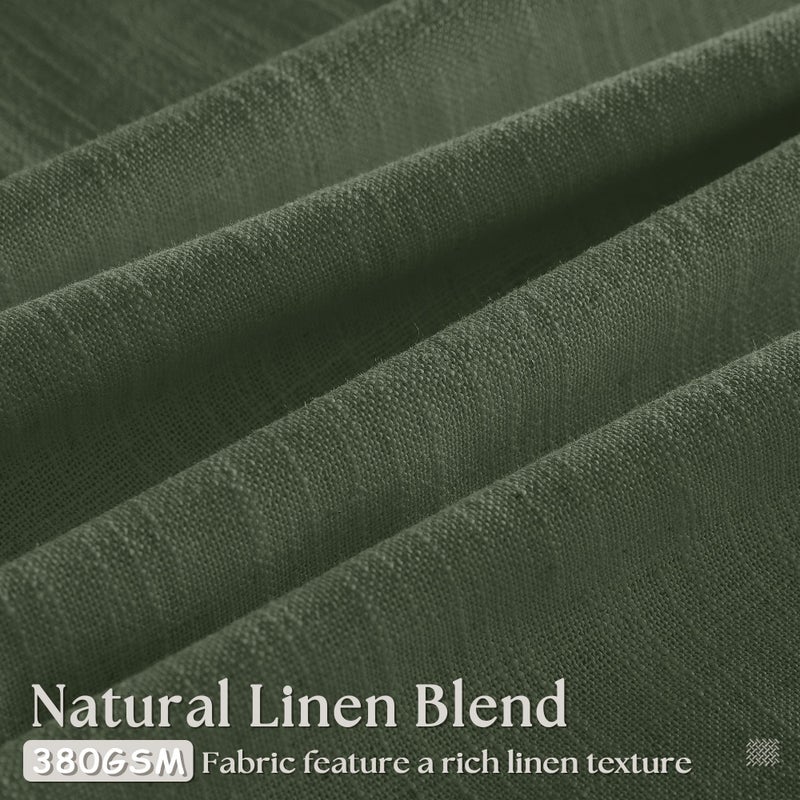 TWODRAPES Thick Linen Olive Green Curtains 96 Inches Long for Living Room Bedroom Aesthetic Pinch Pleated Drapes with Hooks Rings Back Tab Light Filtering Ceiling Floor Custom Made Memory Trained Curtain Loden - Image 3