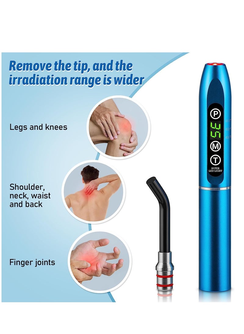 2-in-1 Red & Infrared Light Device for Cold Sore Fever Blister, Pain Relief Lips, Mouth, Ear, Nose, Joint and Muscle, Portable Torch(Blue)