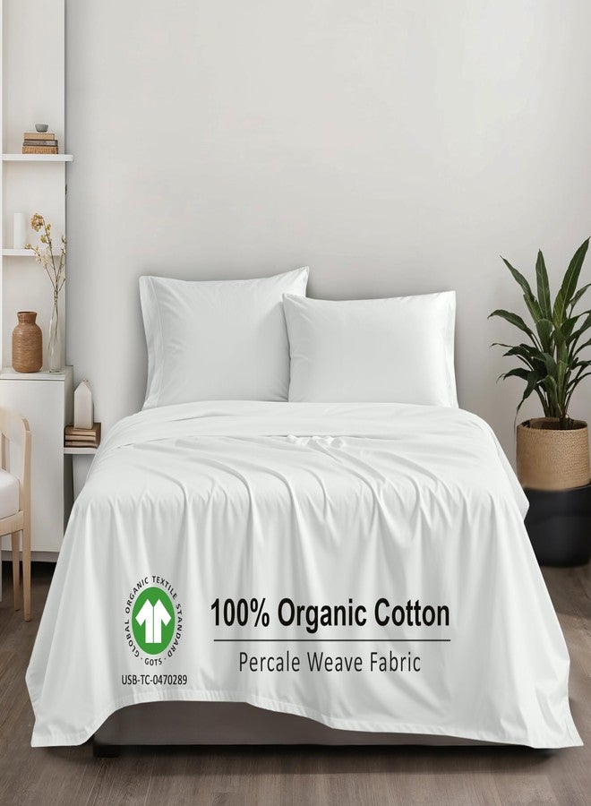 RUVANTI 100% Organic Cotton Sheets Queen Size, Percale Weave, GOTS Certified, 4-Piece Set, Deep Pocket 15", Crisp & Breathable, Soft Durable Bedding, Sábanas Algodón Orgánico - Bit of Blue - Image 3