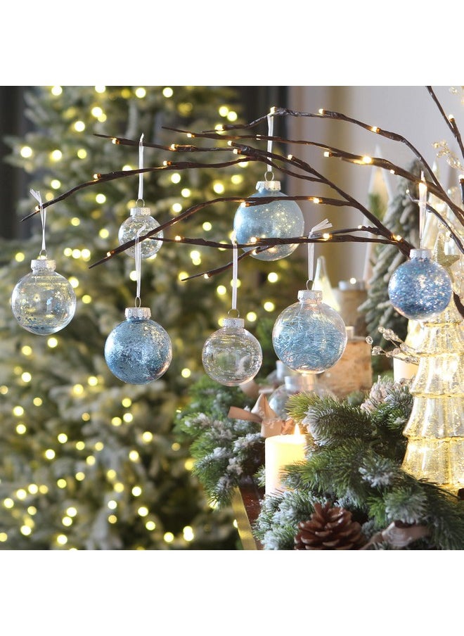 Sea Team Sea Team Multi-Size Shatterproof Clear Plastic Christmas Tree Ball Ornaments Set, Decorative Hanging Transparent Xmas Baubles with Stuffed Delicate Decorations (32 Counts, Babyblue)  - Image 3