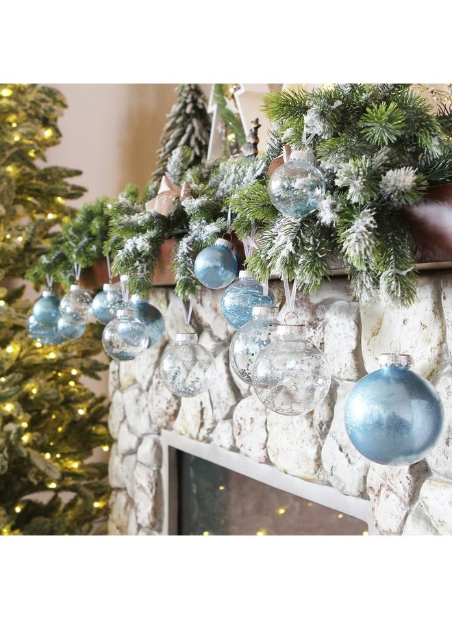 Sea Team Sea Team Multi-Size Shatterproof Clear Plastic Christmas Tree Ball Ornaments Set, Decorative Hanging Transparent Xmas Baubles with Stuffed Delicate Decorations (32 Counts, Babyblue)  - Image 4